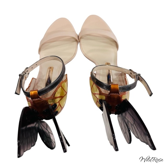 Sophia Webster Chiara Nude, Silver, & Orange Butterfly Heels SZ 36.5 - Picture 6 of 14